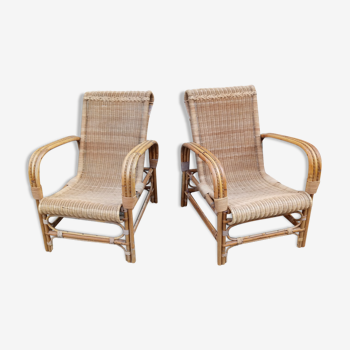 Pair of rattan armchairs from the 1930s