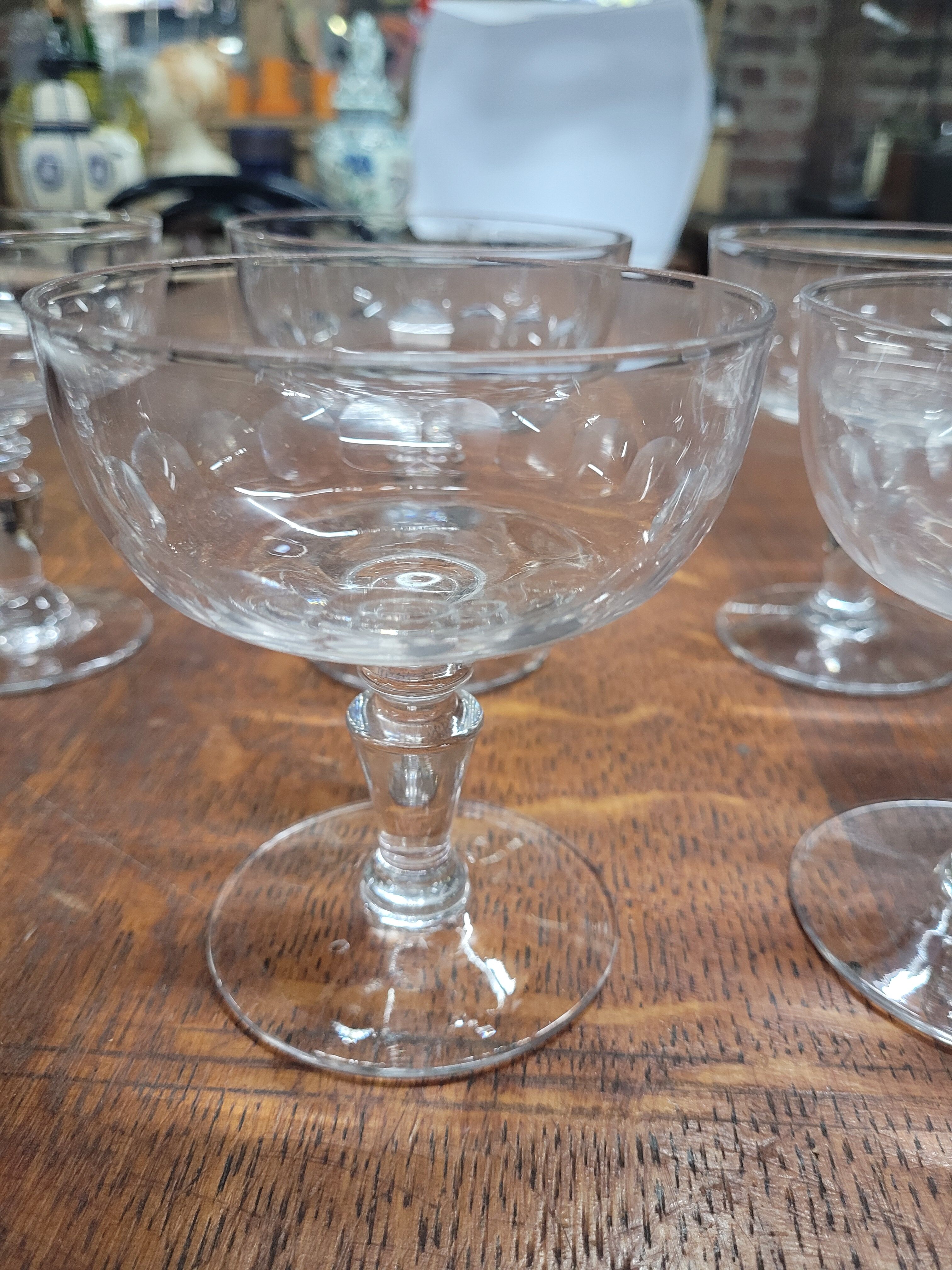 6 old champagne glasses