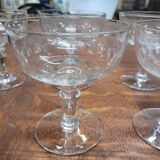 6 old champagne glasses
