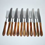 SOLINGEN Lot of 12 cheese cutlery Antique knives with horn handles and steel blades