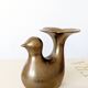 Candle holder or bird soliflore in brass, mid-century design from the 1960s.