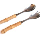Salad cutlery with bamboo handle, 50s