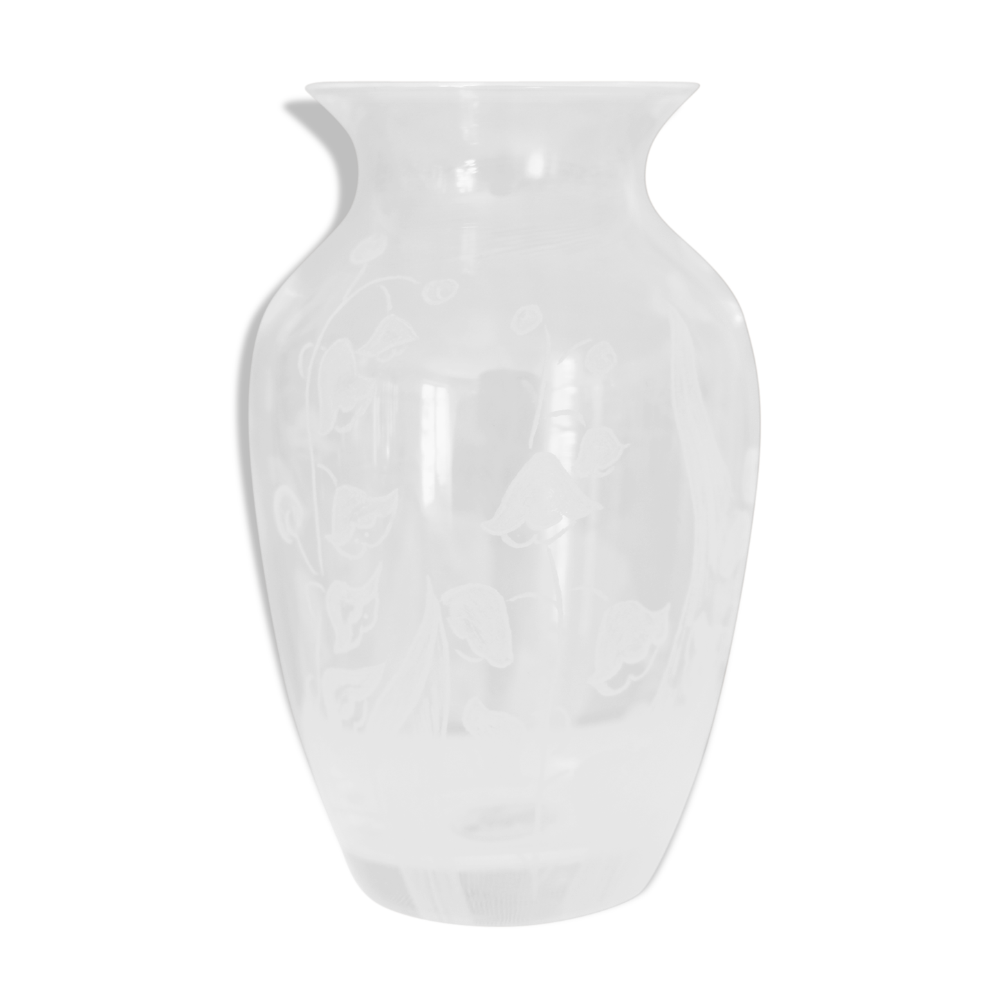 Vase cristal d’Arque gravé fleurs France