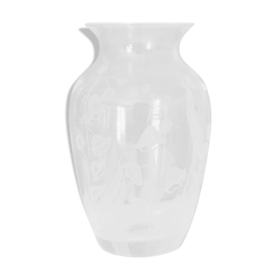 Vase cristal d’Arque gravé fleurs France