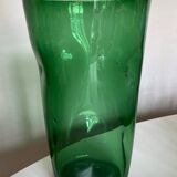 Vase XXXL pinched in blown Empoli glass Italian design 1960