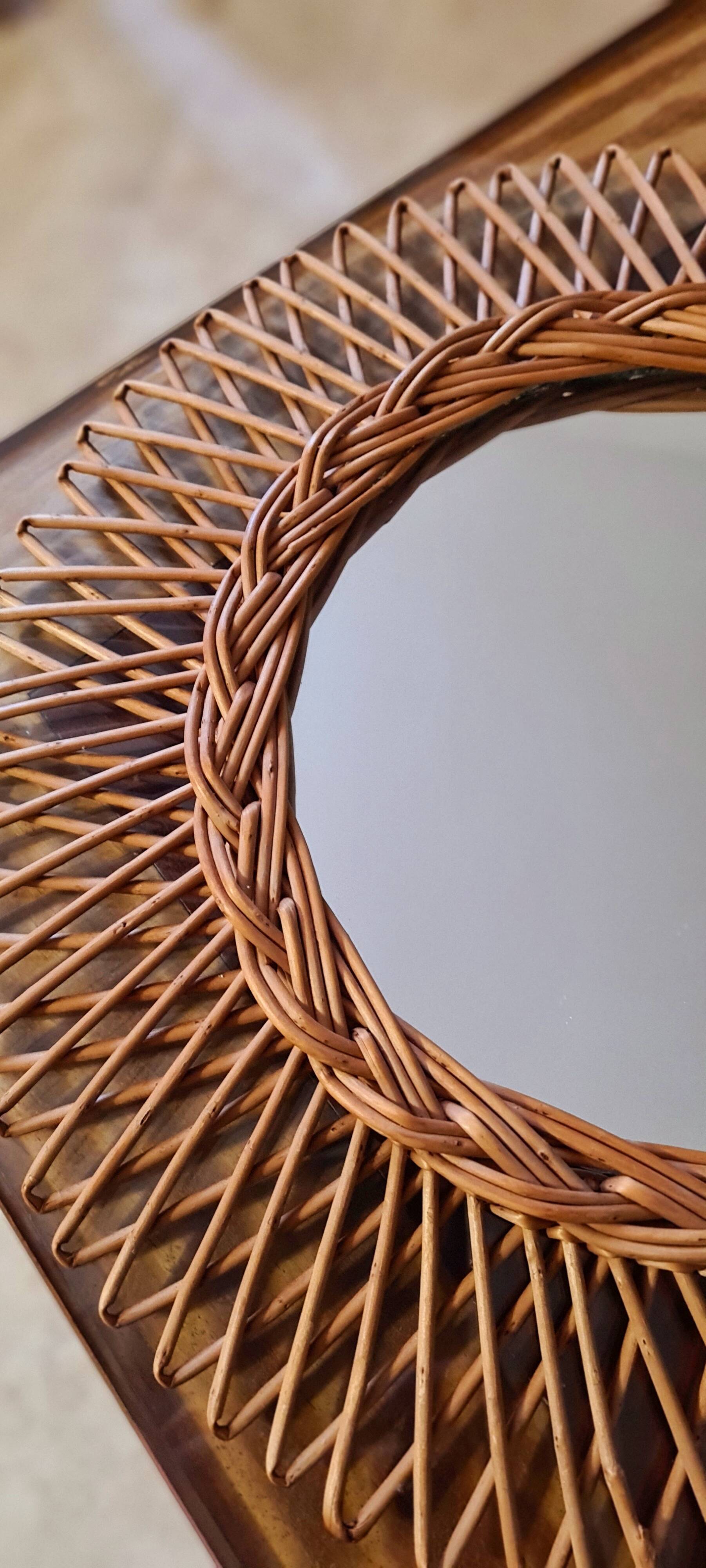 Vintage rattan mirror
