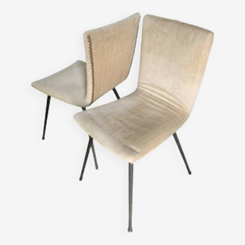 Duo de chaises Velours/Metal années 50