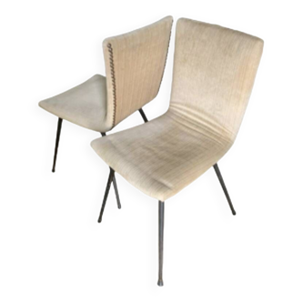 Duo de chaises Velours/Metal années 50