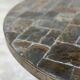 1970s round slate stone mosaic coffee table with sculptural metal base