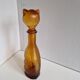Vintage Empoli Amber Glass Cat Shaped Bottle