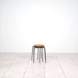 Stackable 3-legged stools in teak / metal