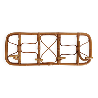 Mid-Century Extra-Large Bamboo & Rattan Coat Rack, Tito Agnoli Style