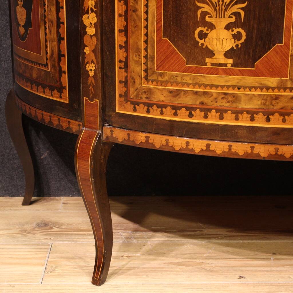 20th Century Inlaid Half Moon Sideboard
