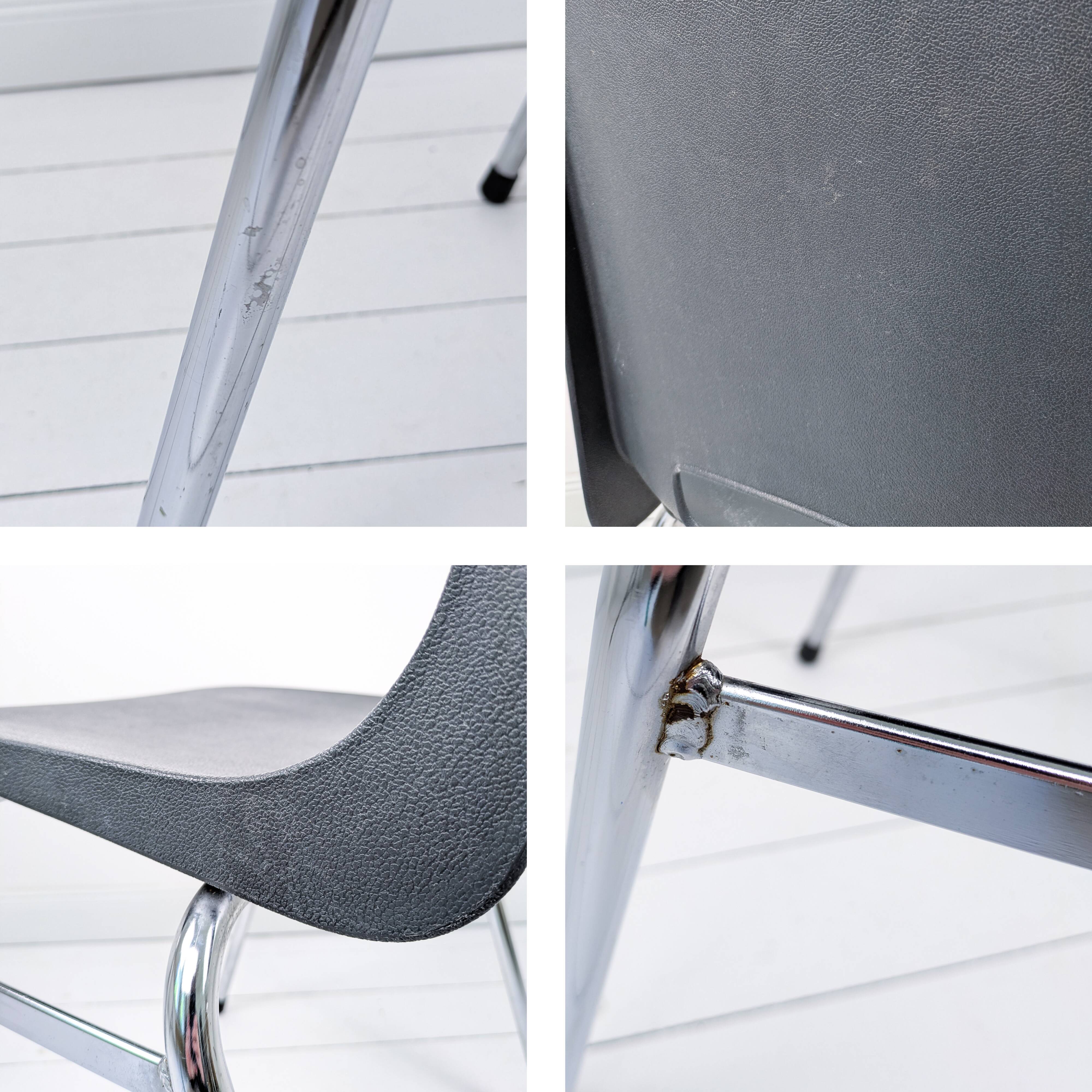 Chaise vintage Mid-Century coque plastique et piètement tubulaire