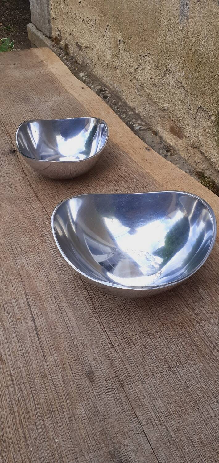 Pair of cast aluminum cups, 1970s