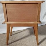 1950s oak bedside table with crossbars