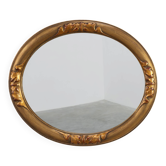 Miroir ovale en chêne doré Art Déco, Belgique années 1920