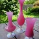 Lot de vases en opaline rose