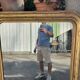 Large Louis-Philippe gilded mirror with gold leaf