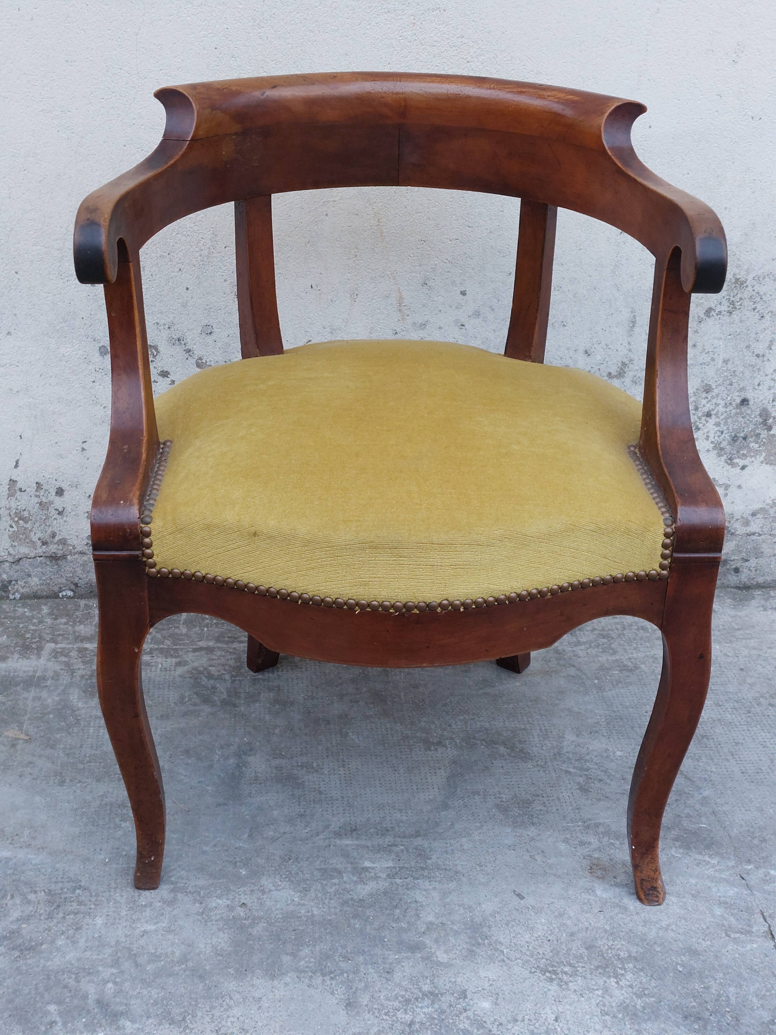 Louis Philippe office armchair in solid walnut