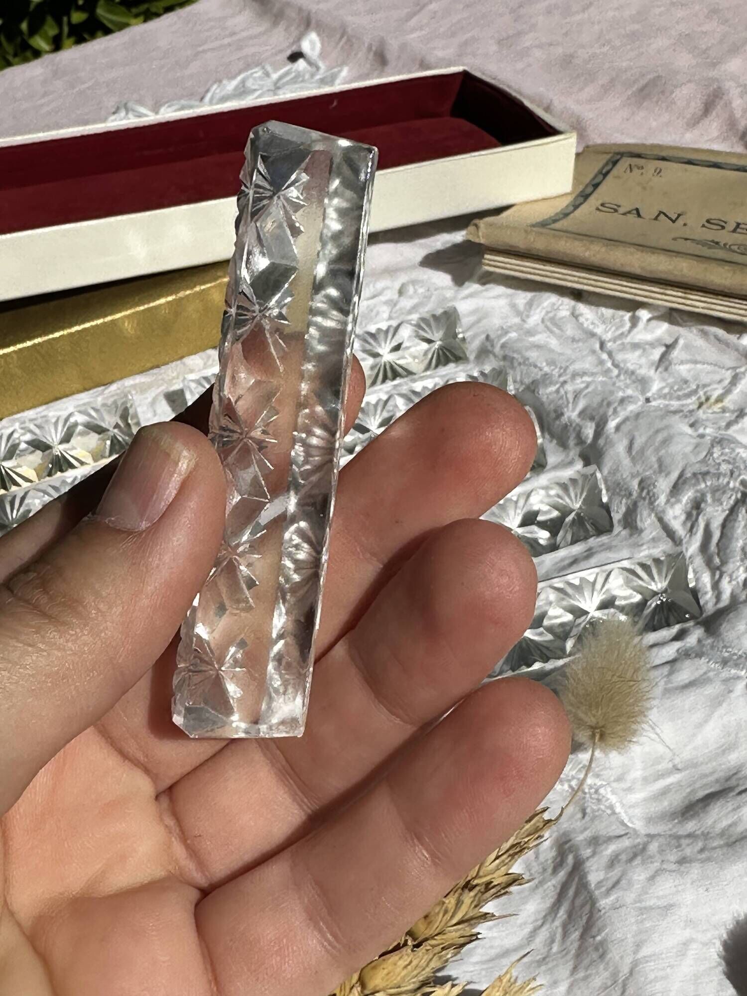 Set of 10 Vintage Cut Crystal Knife Rests // Tableware