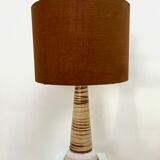 Lampe haute en grès avec abat-jour tissu d'origine