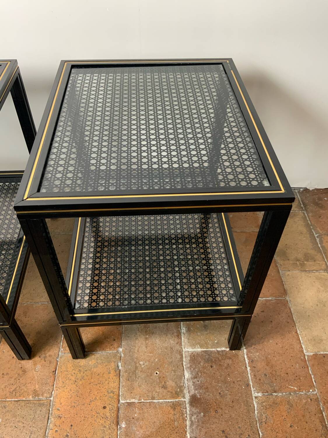 Paire de tables d’appoint vintage 70 Pierre Vandel
