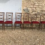 6 chairs art deco red velvet