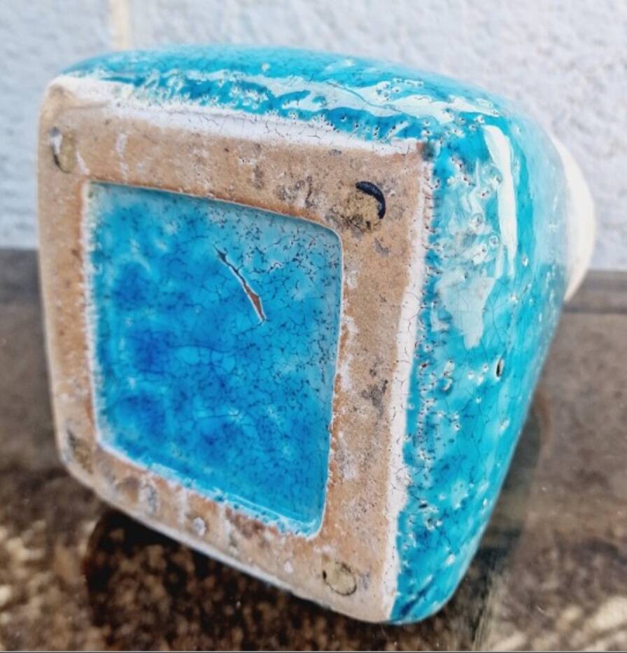 Turquoise cracked ceramic vase