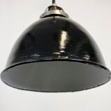 Industrial black enamel pendant lamp, 1950s
