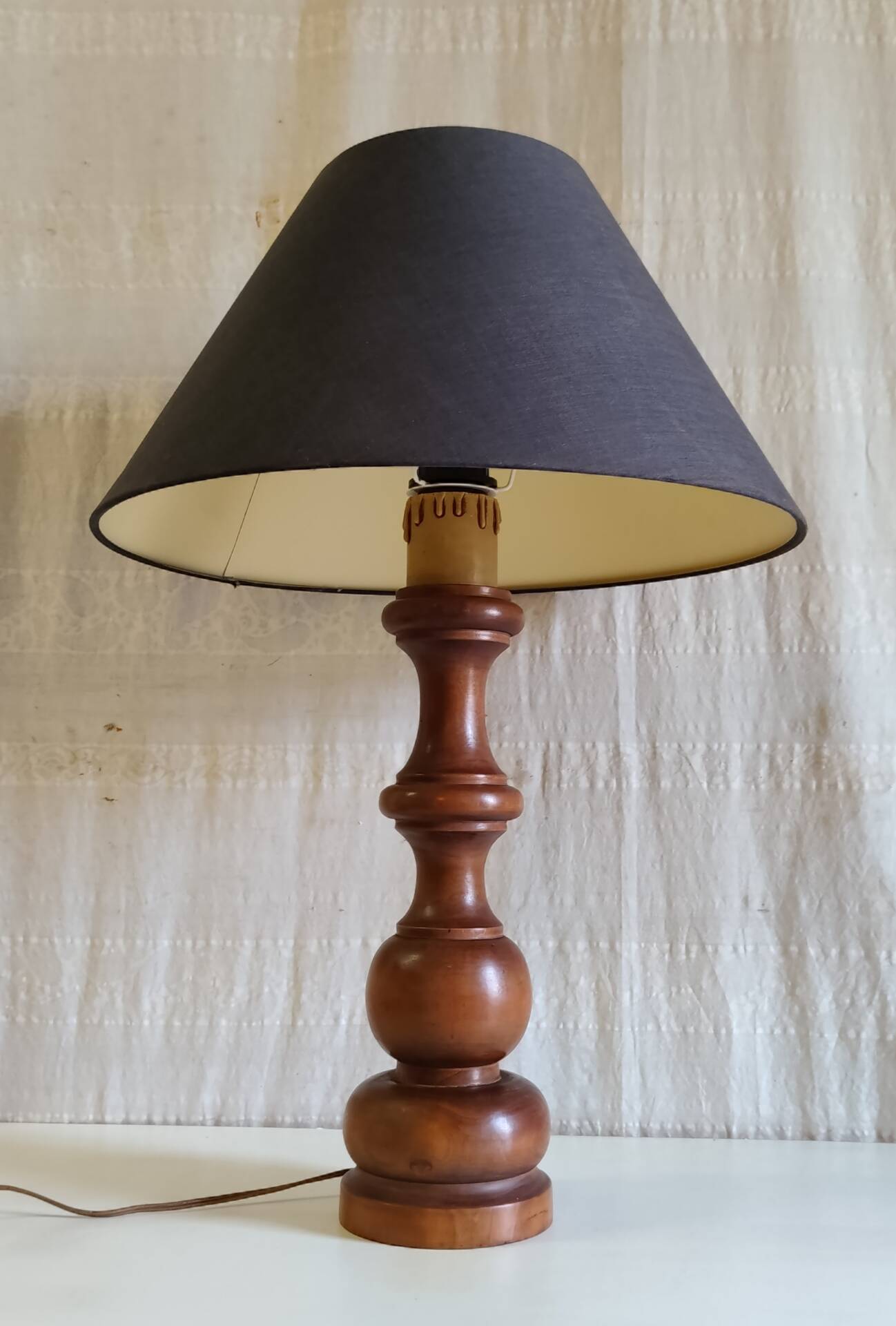 Table lamp base made of solid turned wood - mid 20th century