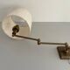 Adjustable brass wall lamp with fabric shade, Danish design, 1970s, Denmark.