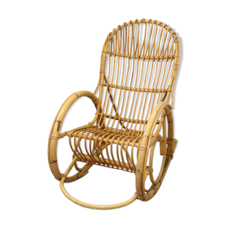 Mid-century Italian bamboo rocking chair, 1950s