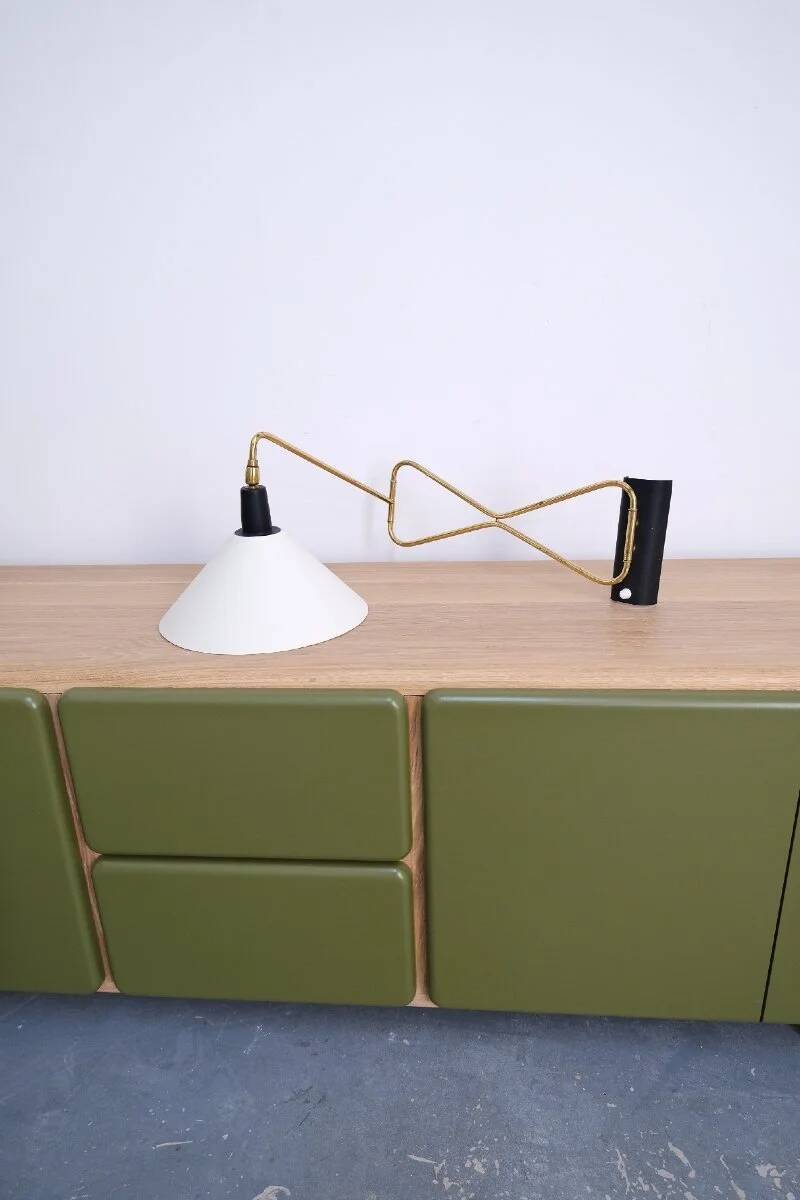 Articulated brass wall light, 1950