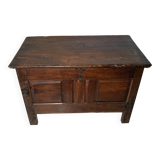 Antique rustic oak chest with original hardware and molded panels