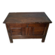 Antique rustic oak chest with original hardware and molded panels