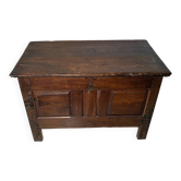 Antique rustic oak chest with original hardware and molded panels