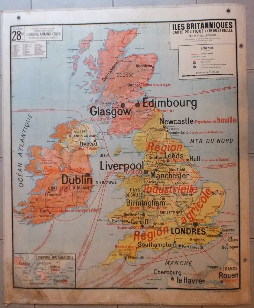 School map Vidal-Lablache No. 28 British Isles