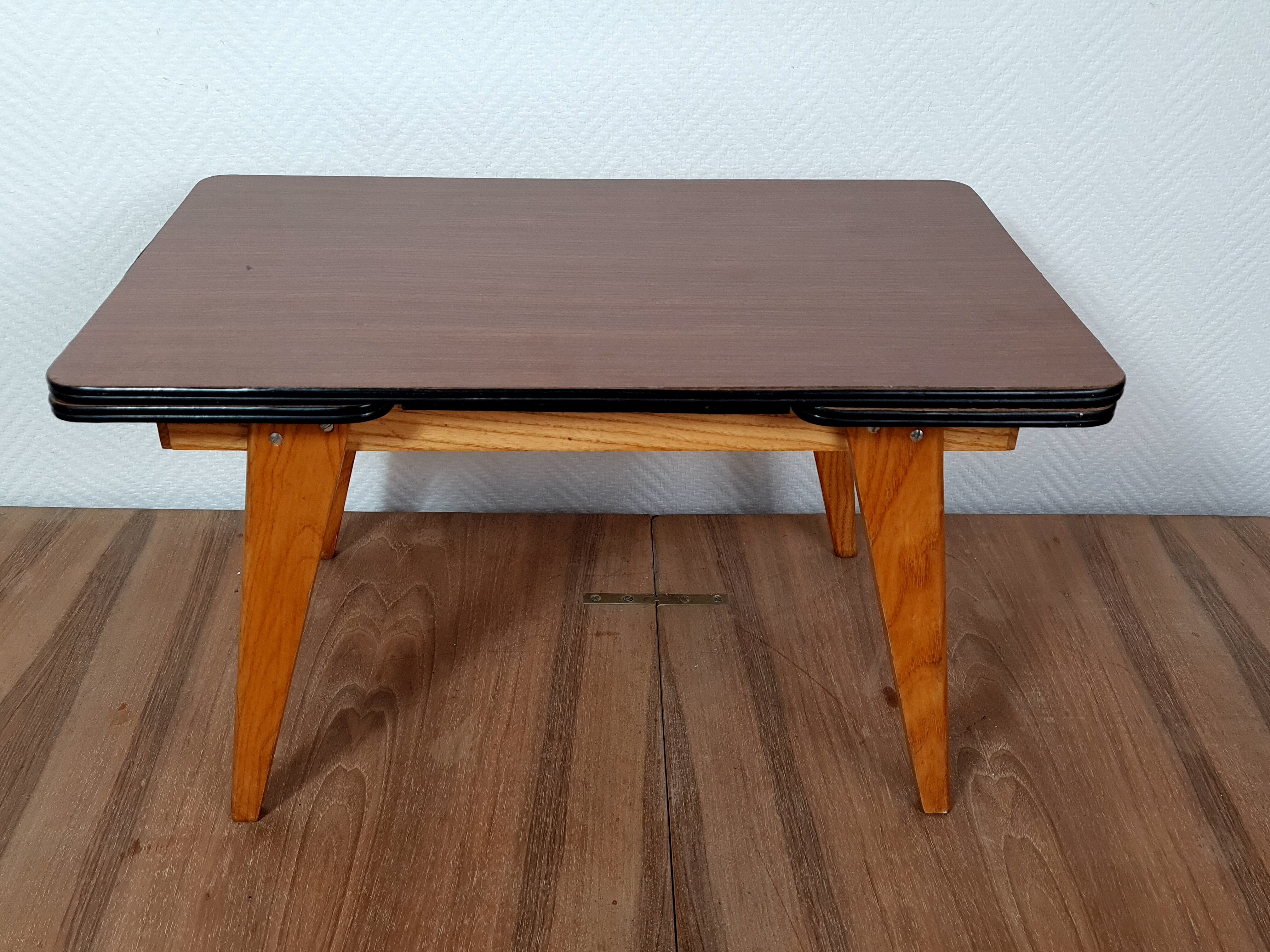 Mini table formica à rallonges vintage 60/70s Création Joulux 47x28x27 cm