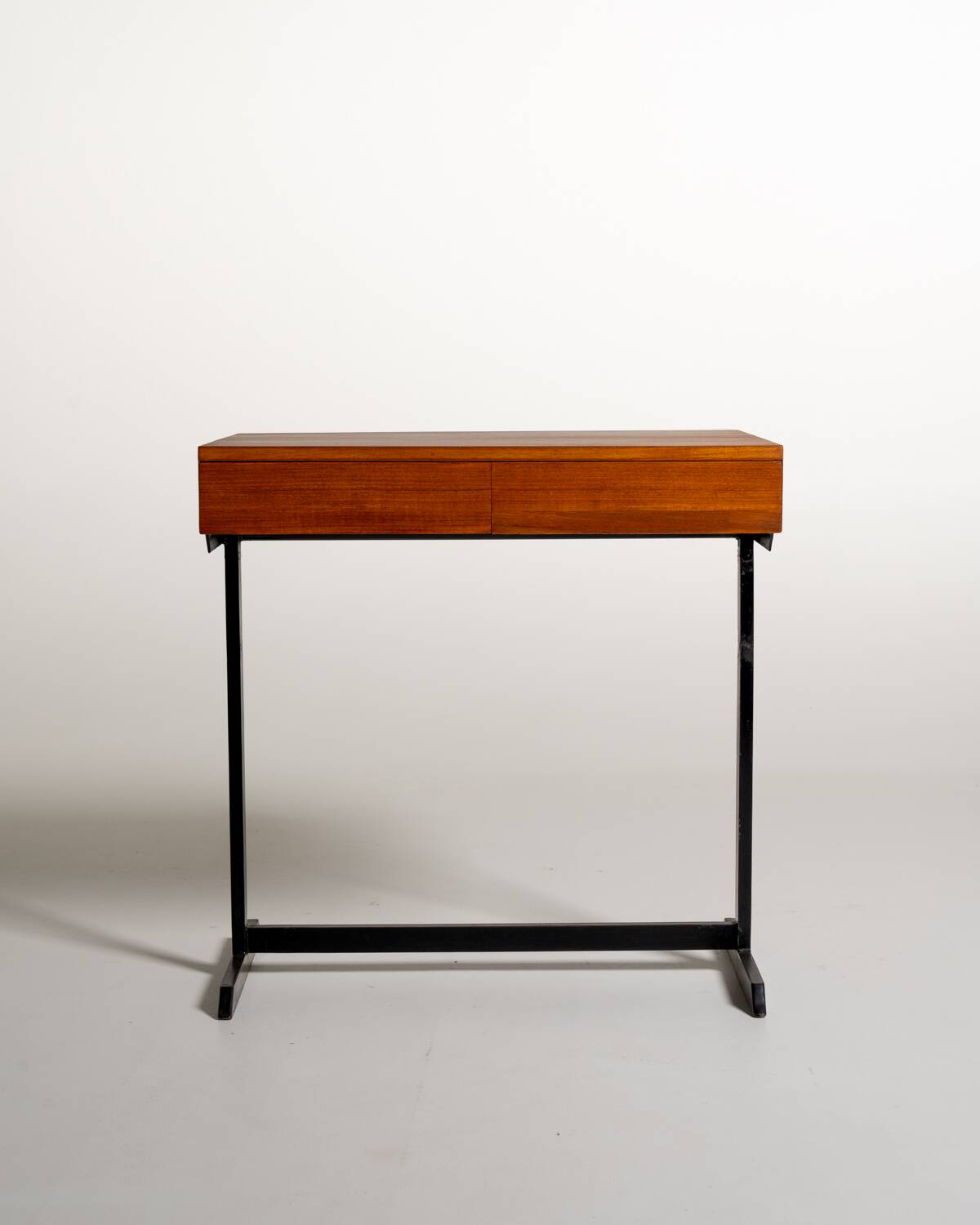 Teak and black painted metal desk, European production, 1960s