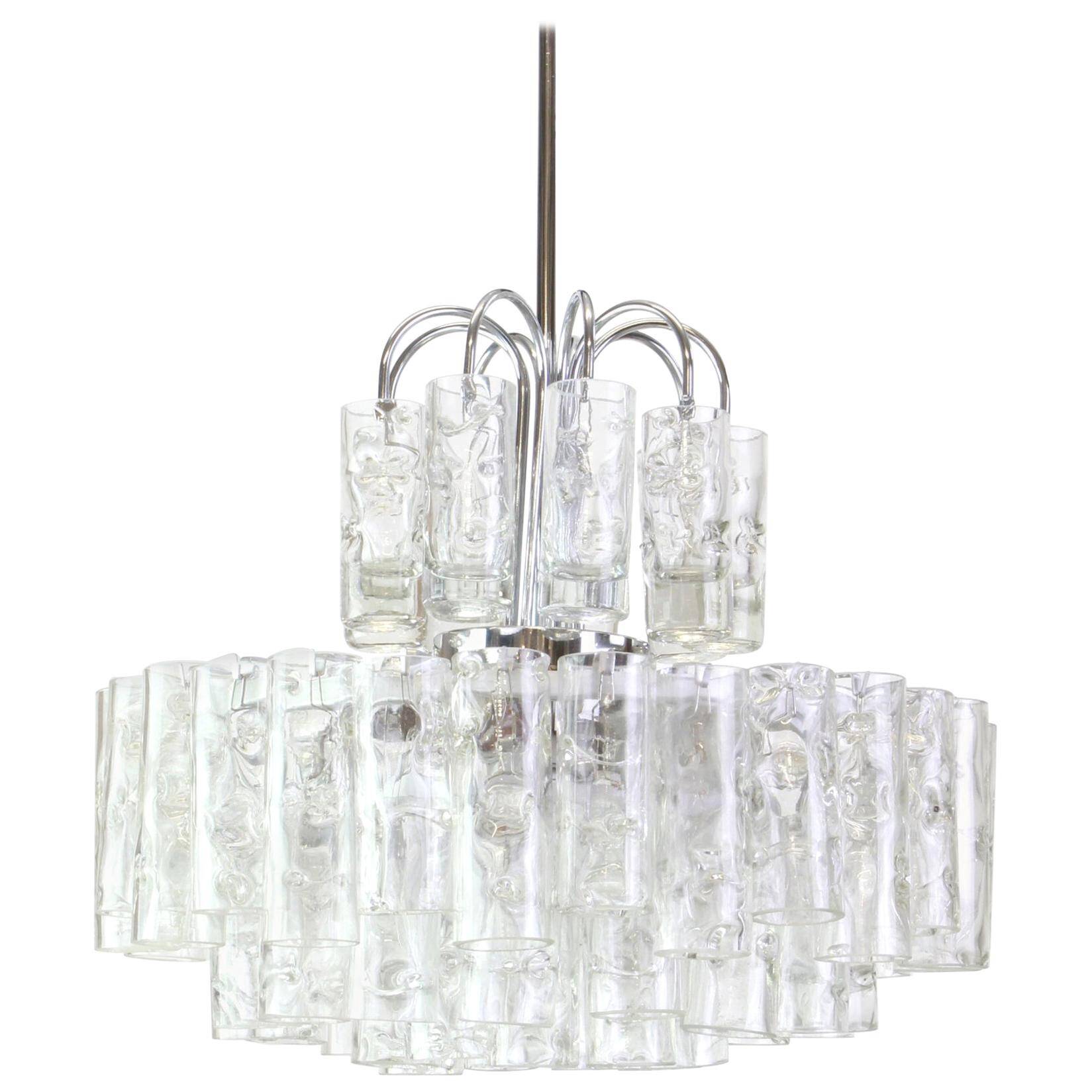 Superb glass tube chandelier from Murano by Doria, Germany, 1960s.