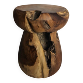 LENA stool in hand-carved solid recycled teak