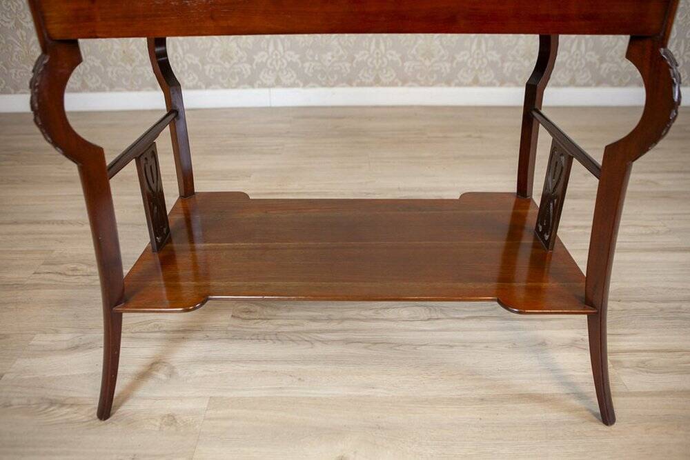 Table basse en acajou brun Art Nouveau du début du 20e siècle, années 1950