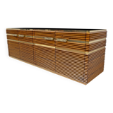 Mid-century Modern Italian Brass and Teak Sideboard, 1970s