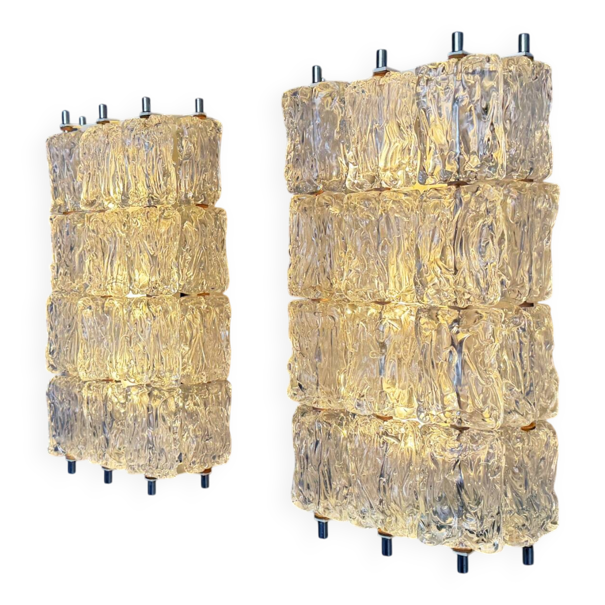 Pair of frosted glass wall sconces by Barovier & Toso, Italy, 1960s