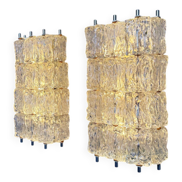 Pair of frosted glass wall sconces by Barovier & Toso, Italy, 1960s
