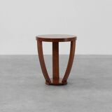 Art Deco side table in wood and chess style veneered top, France ca. 1940