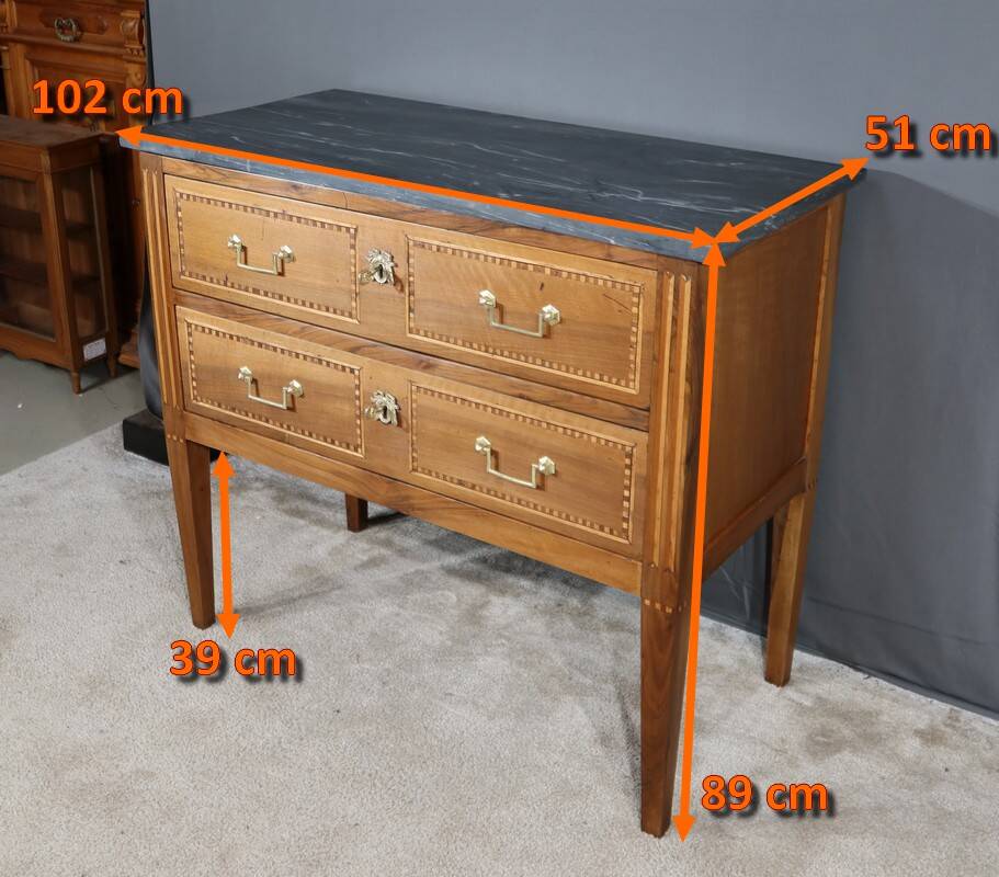 Small regional walnut commode, louis xvi style – early 19th century