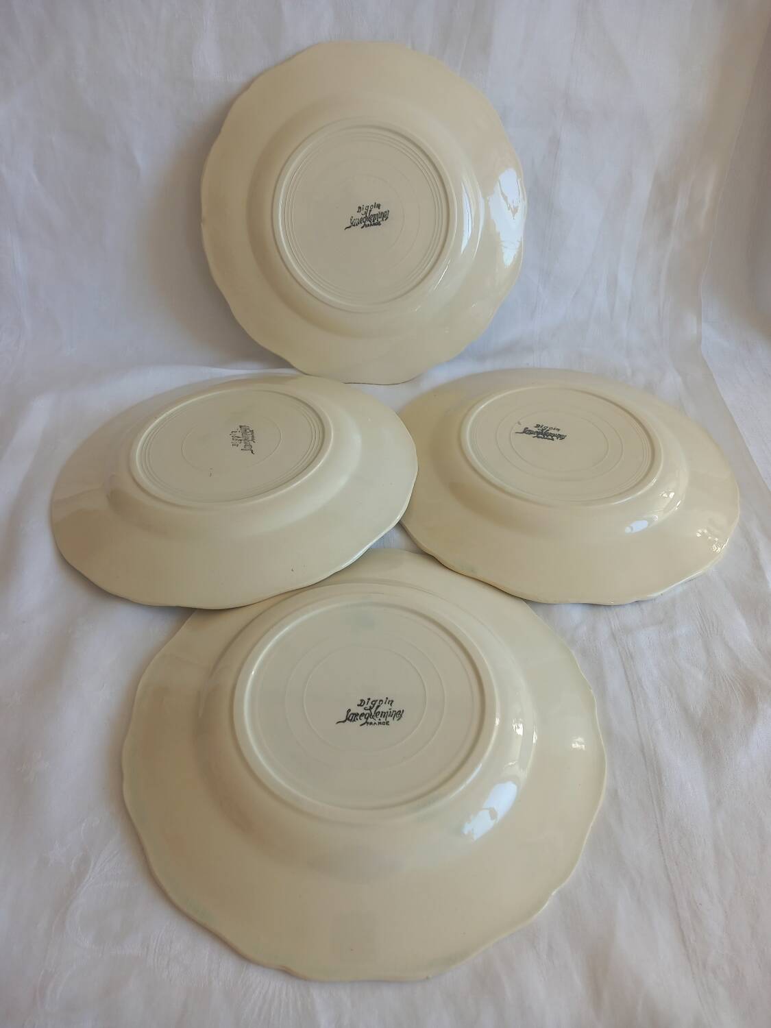 Set of 4 Digoin Sarreguemines Soup Plates – Ivory French Ironstone