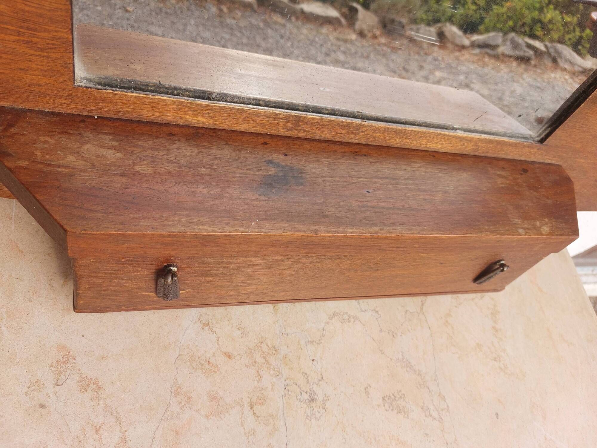coat rack, hooks, wood and metal, vintage